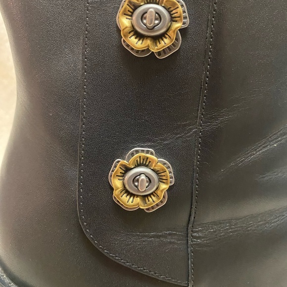 Coach Black Heeled Boots with Chunky Block Heel - Picture 5 of 6